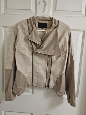 Classic Beige Women's Moto Jacket